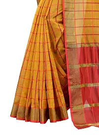 JULEE Women's Cotton Silk Checkered Saree Forever Yellow-thumb3