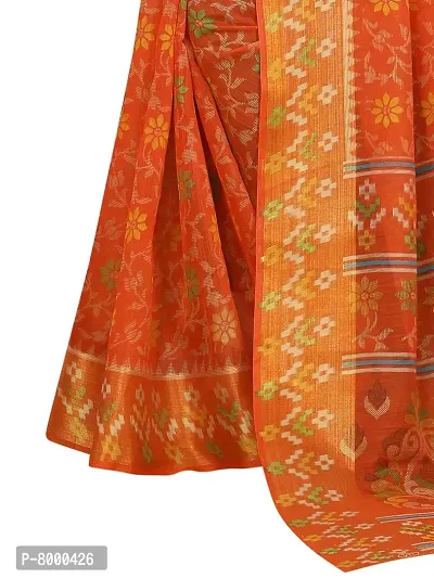 JULEE Women's Cotton Printed Saree Maitri Orange-thumb5