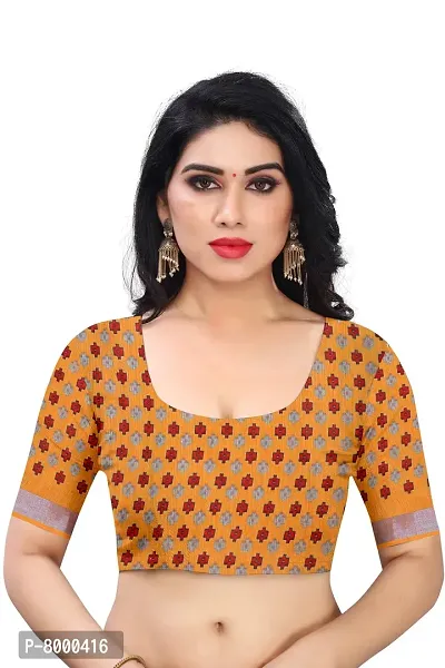 JULEE Women's Cotton Printed Saree Maitri Yellow-thumb5
