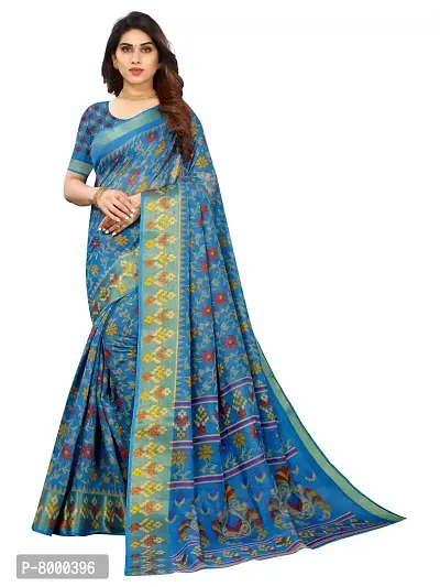 JULEE Women's Cotton Printed Saree Maitri Sky