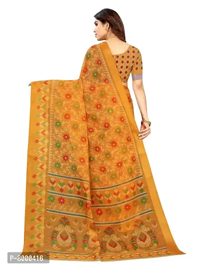 JULEE Women's Cotton Printed Saree Maitri Yellow-thumb2
