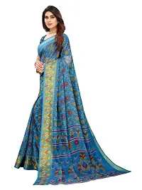 JULEE Women's Cotton Printed Saree Maitri Sky-thumb2