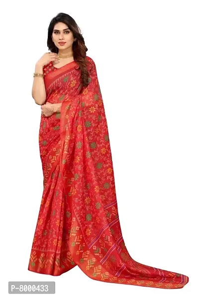 JULEE Women's Cotton Printed Saree Maitri Red-thumb0