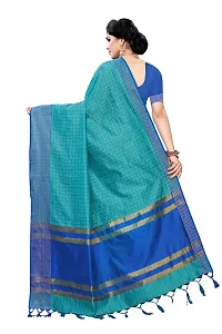 JULEE Women's Cotton Silk Checkered Saree (Rama18_Free Size)-thumb1