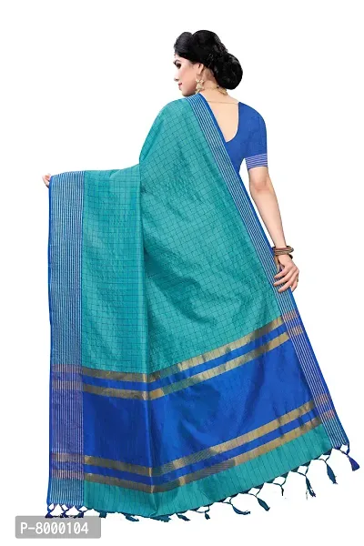 JULEE Women's Cotton Silk Checkered Saree (Rama18_Free Size)-thumb2