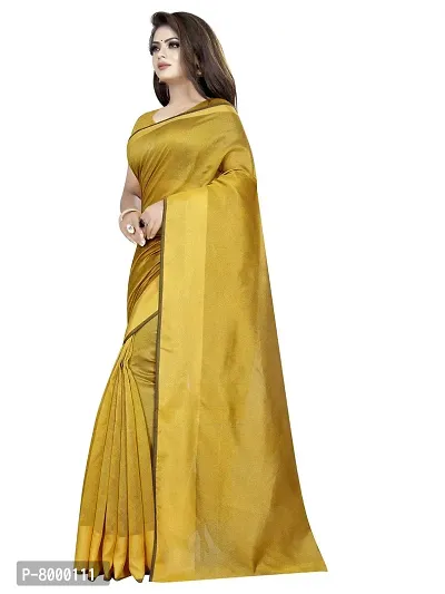 Julee Women's Cotton Silk Woven Saree (Lagdi Patta Mustard_Free Size)-thumb3