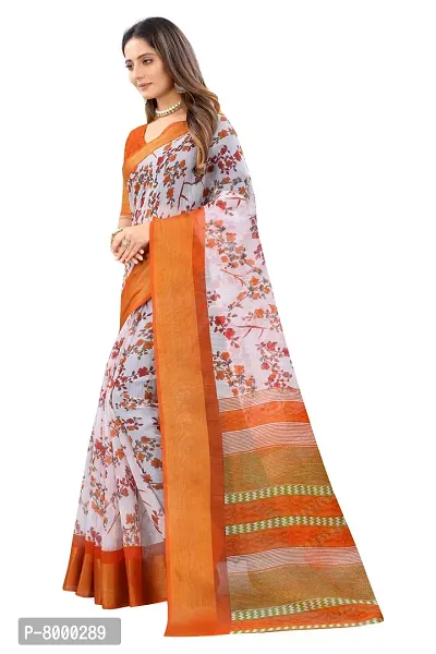 JULEE Women's Cotton Printed Saree Dhanvel Orange-thumb4