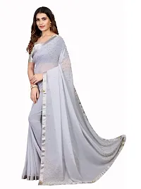 JULEE Women's Georgette Saree With Blouse (Gold Moti Grey_Grey)-thumb1