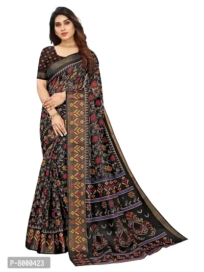 JULEE Women's Cotton Printed Saree Maitri Black