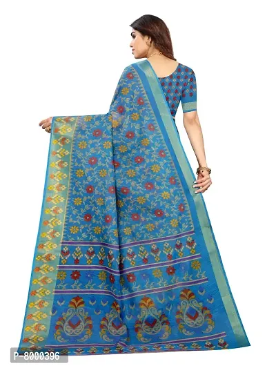 JULEE Women's Cotton Printed Saree Maitri Sky-thumb2