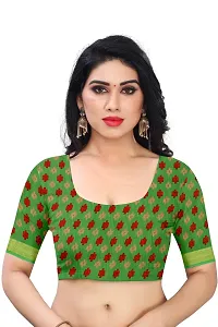 JULEE Women's Cotton Printed Saree Maitri Green-thumb4
