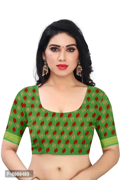 JULEE Women's Cotton Printed Saree Maitri Green-thumb5