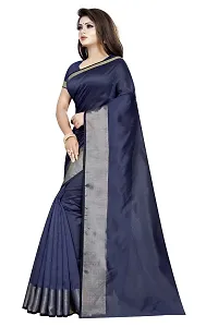 JULEE Women's Cotton Silk Woven Saree Lagdi Patta Navy-thumb2