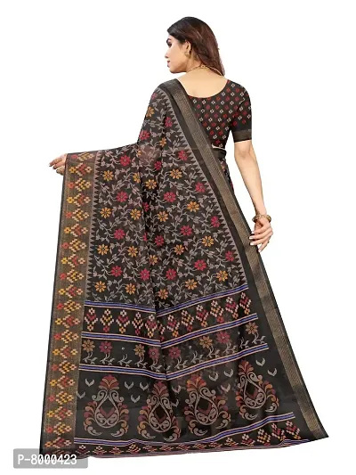 JULEE Women's Cotton Printed Saree Maitri Black-thumb2