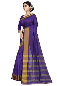 JULEE Women's Woven Cotton Silk Saree With Unstitched Blouse (LP Pallu Blue-JUL_Blue)-thumb2