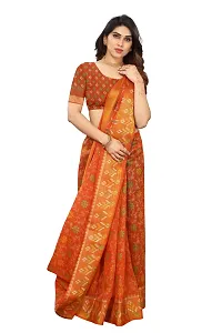 JULEE Women's Cotton Printed Saree Maitri Orange-thumb1