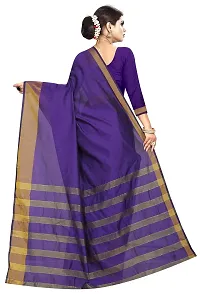 JULEE Women's Woven Cotton Silk Saree With Unstitched Blouse (LP Pallu Blue-JUL_Blue)-thumb1