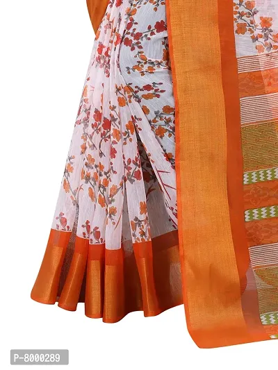 JULEE Women's Cotton Printed Saree Dhanvel Orange-thumb5