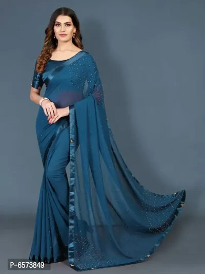 Georgette Pearl Work Saree-thumb0