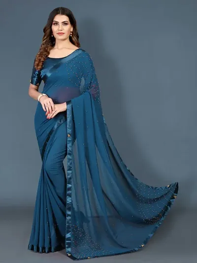 Glamorous Georgette Saree with Blouse piece 