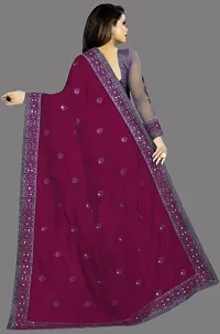 Womens Vichitra Silk Half  Half Embroidered Saree-thumb2