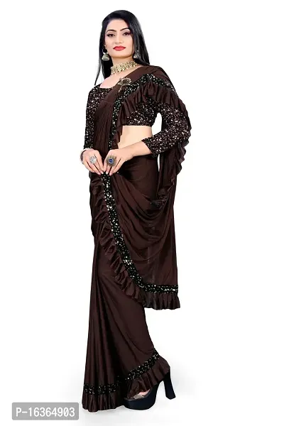 Womens Ready to Wear Lycra Squence Embroidered Saree-thumb2