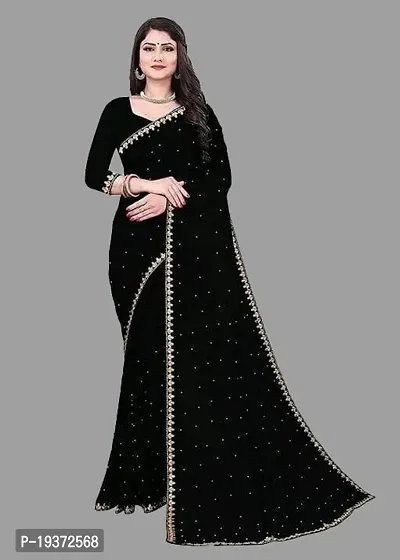 Womens Lycra Embroidered Saree-thumb0