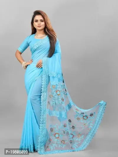 Womens Georgette Embroidered Saree-thumb0