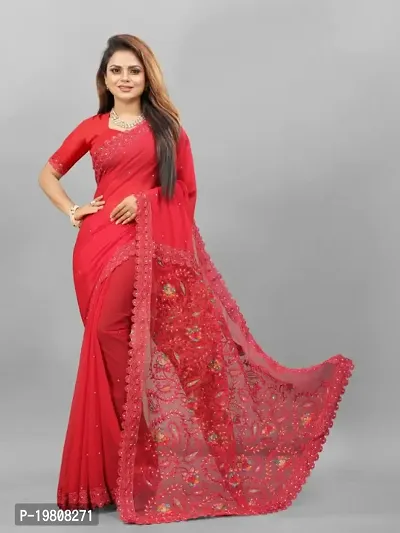 Womens Georgette Embroidered Saree-thumb0