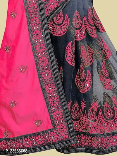 Classic Silk Blend Embroidered Saree with Blouse piece-thumb3