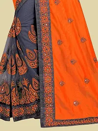 Classic Silk Blend Embroidered Saree with Blouse piece-thumb2