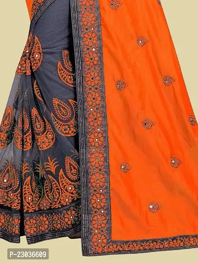 Classic Silk Blend Embroidered Saree with Blouse piece-thumb3