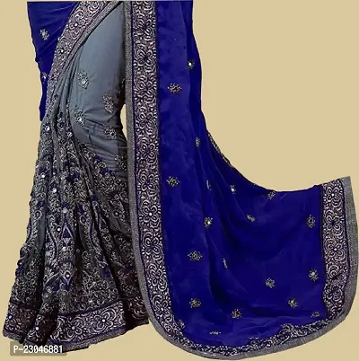 Classic Silk Blend Embroidered Saree with Blouse piece-thumb3