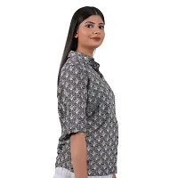 Stylish Women Casual Half Sleeve Printed Cotton Shirt-thumb1