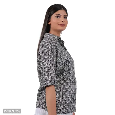 Stylish Women Casual Half Sleeve Printed Cotton Shirt-thumb2