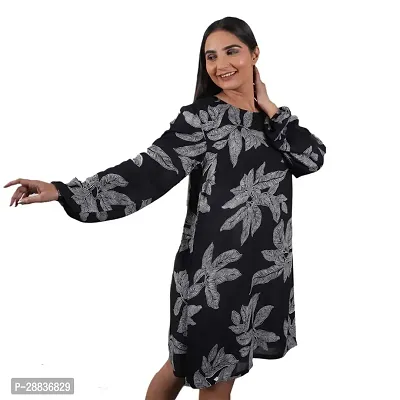 Stylish Women Casual Printed Full Seelve Above Knee Length Shirt Dress-thumb0