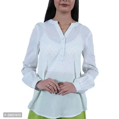Stylish Women Casual Cuffed Sleeve Regular Fit Cotton Shirt-thumb0