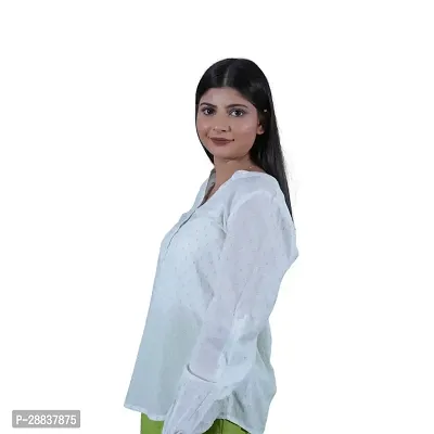Stylish Women Casual Cuffed Sleeve Regular Fit Cotton Shirt-thumb2
