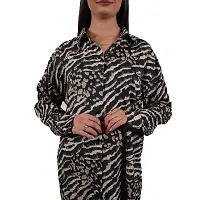 Stylish Women Casual Animal Printed Full Sleeve Western Shirt Dress-thumb1
