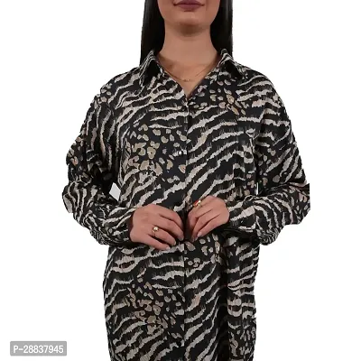 Stylish Women Casual Animal Printed Full Sleeve Western Shirt Dress-thumb2