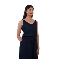 women's casual cotton sleeveless v neck jumpsuit-thumb1