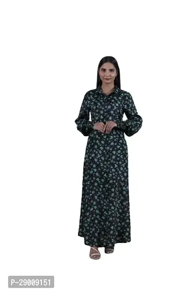 Women's Casual Floral Printed Full Sleeve Maxi Dress-thumb0