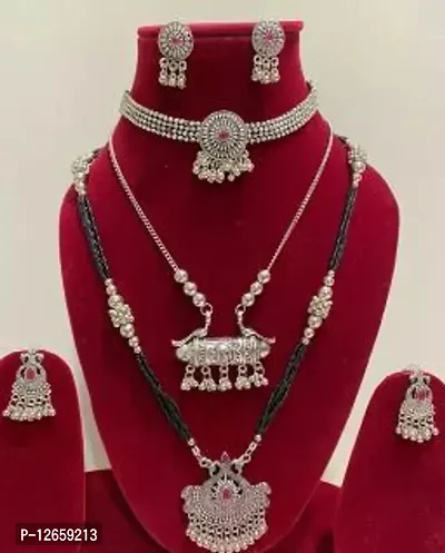 Stylish Silver Alloy Jewellery Set For Women