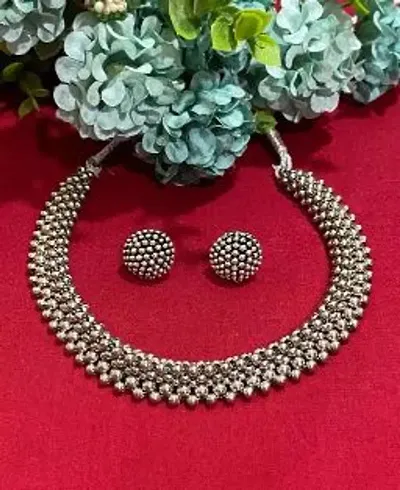 Silver Alloy Choker Jewellery Sets