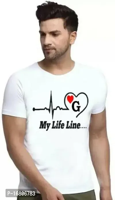 Reliable White Cotton Blend Printed Round Neck Tees For Men-thumb0