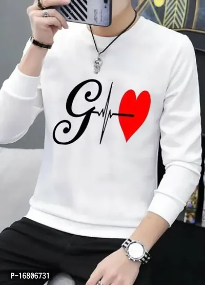 Reliable White Cotton Blend Printed Round Neck Tees For Men-thumb0