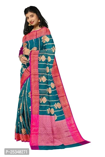 Stylish Banarasi Silk Zari Woven Design Saree with Blouse Piece