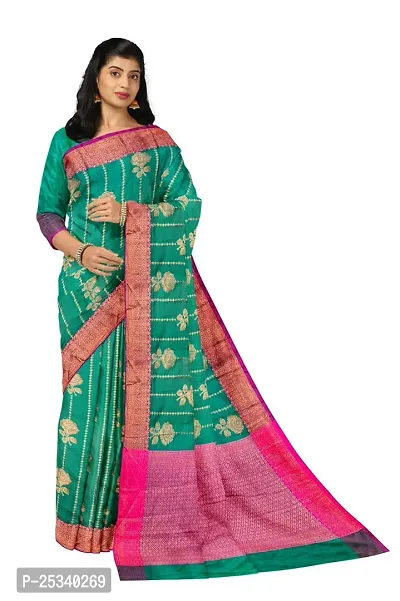 Stylish Banarasi Silk Zari Woven Design Saree with Blouse Piece