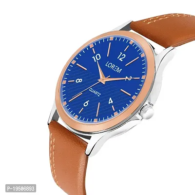 LOREM Stylish Synthetic Leather Blue Dial Round Watch For Men-LR95-thumb4
