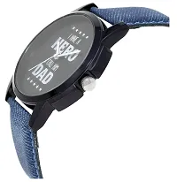 Stylish Synthetic Leather Blue Round Casual Watch For Men-thumb2
